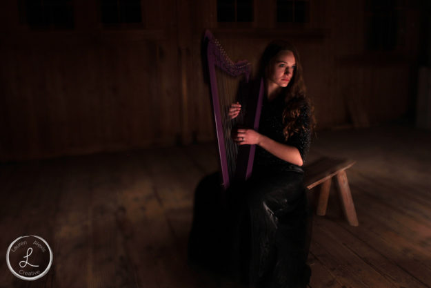 light painting, light painting portrait, faux bokeh, light painting faux bokeh, harp, music