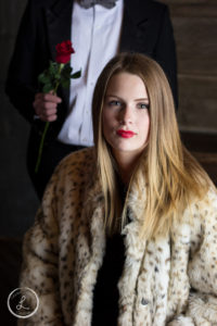 Womens portrait, Bachelor, Womens fashion, womens makeup, womens lipstick, red lips, red lips with red rose, man with rose, fur coat, fur coat with rose, womens portrait,