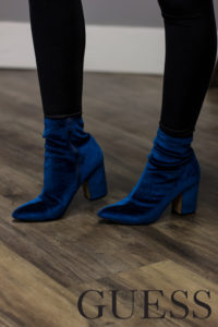 Womens fashion, velvet shoes, blue shoes, womens heels, womens fashion accessory, Guess Shoes